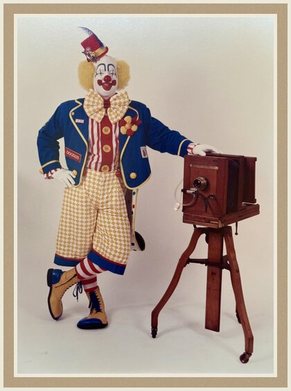 Santa Dave as Doodles, his award-winning Whiteface Clown